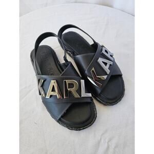 KARL LAGERFELD Women's Charla Slingback Espadrille Sandals In Black Size 5.5 M